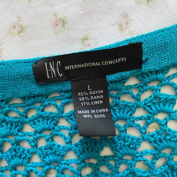 y2k 2000s whimsical teal blue open knit crochet fairy cardigan - Picture 7 of 8